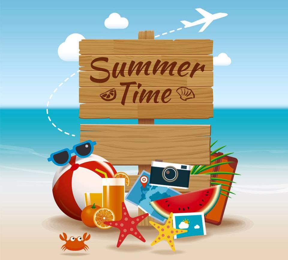 Coloured animated Summer Time sign on the beach